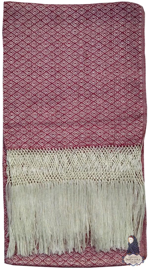 Rebozo de Rombos Color Blanco y Rojo