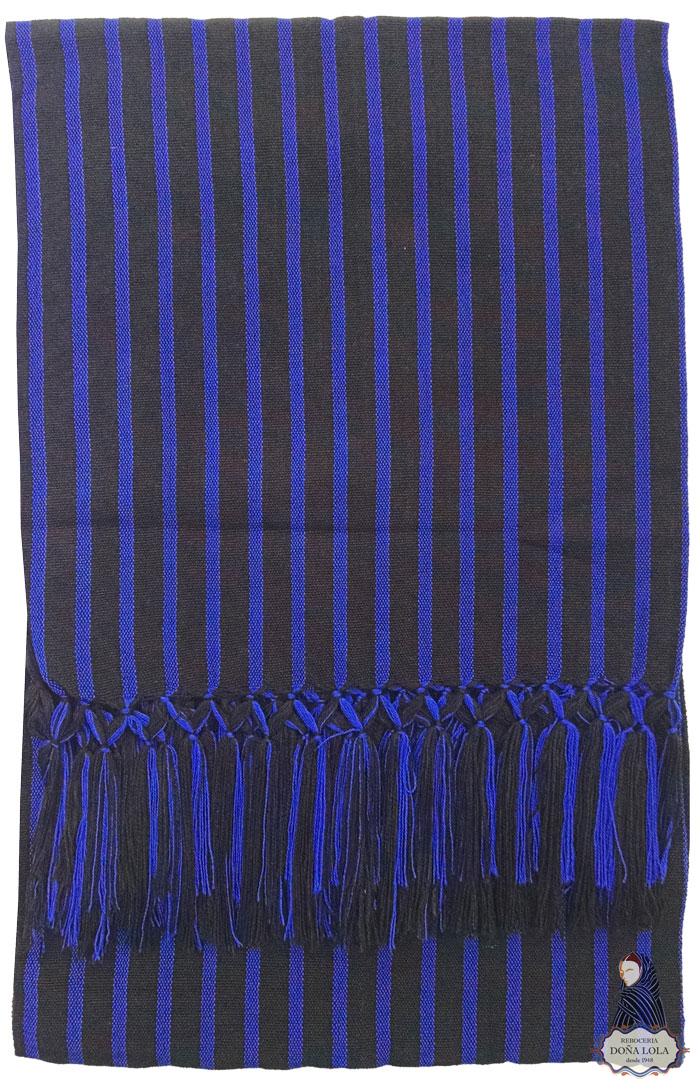 Rebozo Rayado Color Azul y Negro