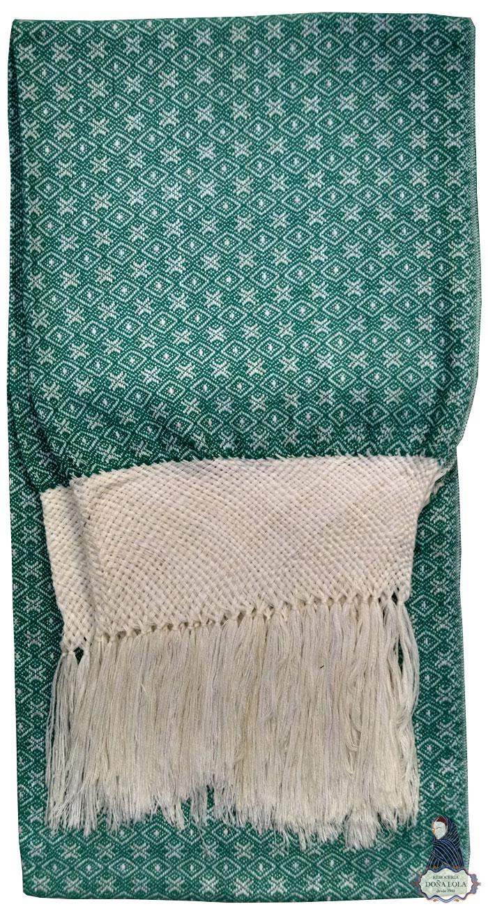 Rebozo Color Blanco y Verde Jade