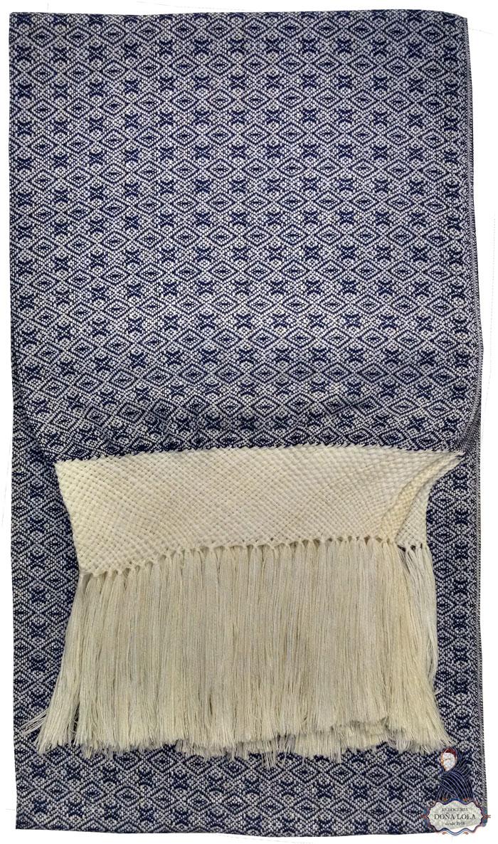 Rebozo Color Blanco y Azul Marino