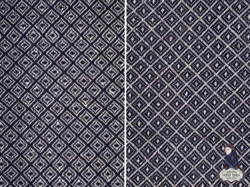 Rebozo de Rombos Color Blanco y Azul Marino