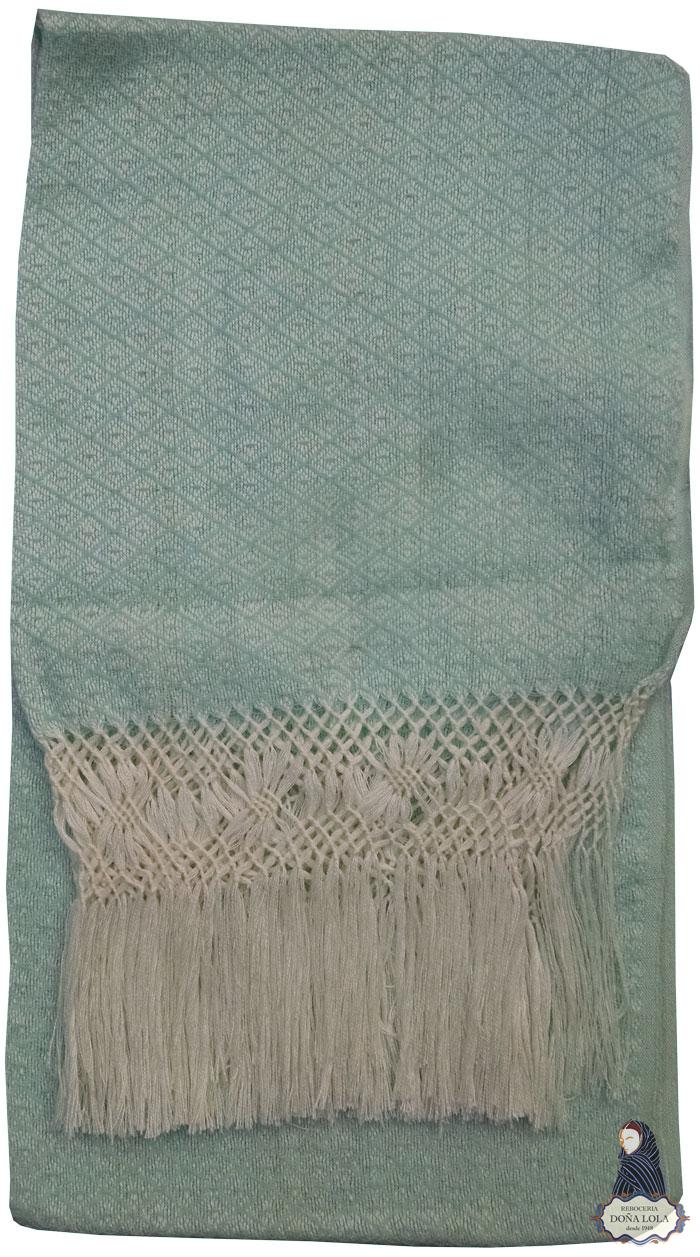 Rebozo de Rombos Color Blanco y Aguamarina