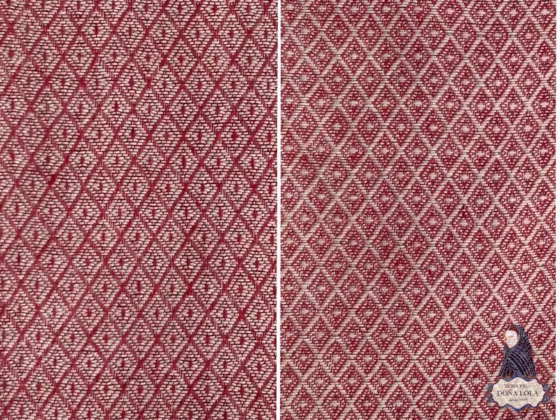 Rebozo de Rombos Color Blanco y Rojo