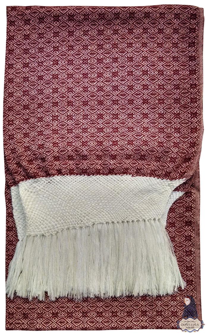 Rebozo Color Blanco y Guinda