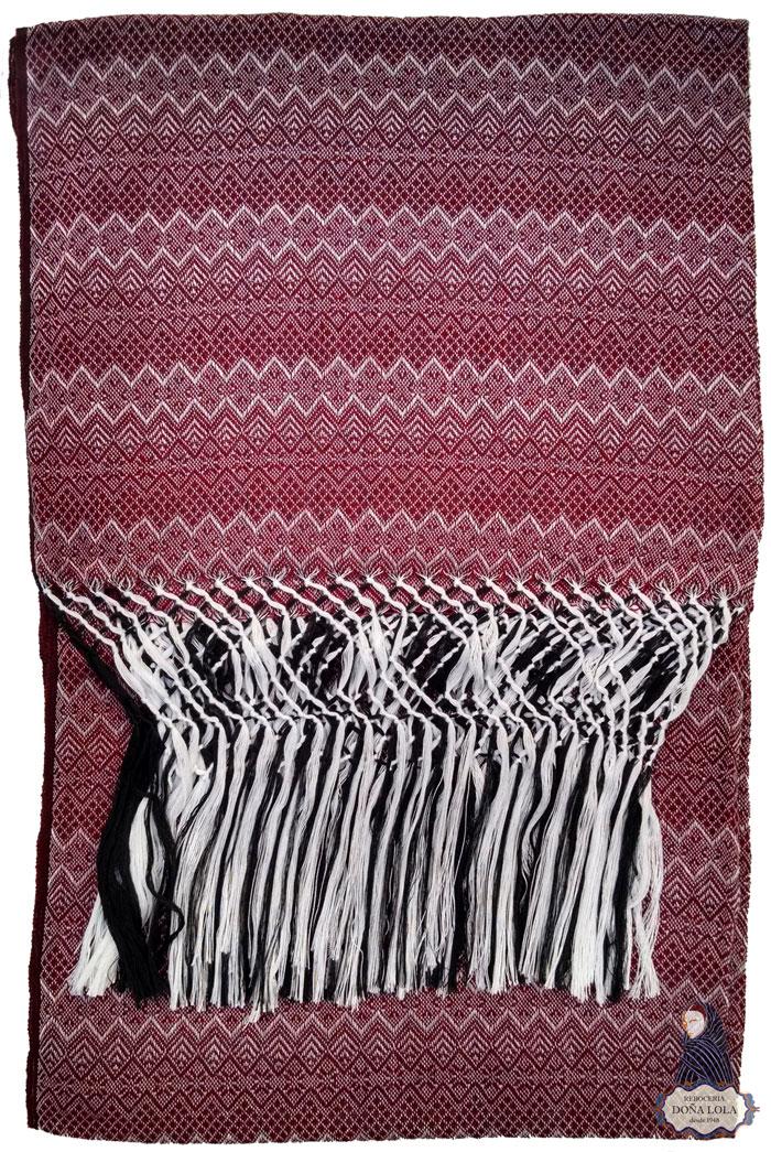 Rebozo Color Negro, Blanco y Rojo