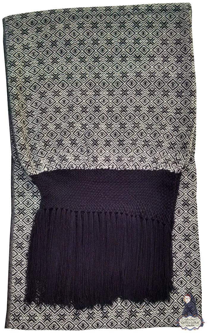 Rebozo de Rombos Color Blanco y negro